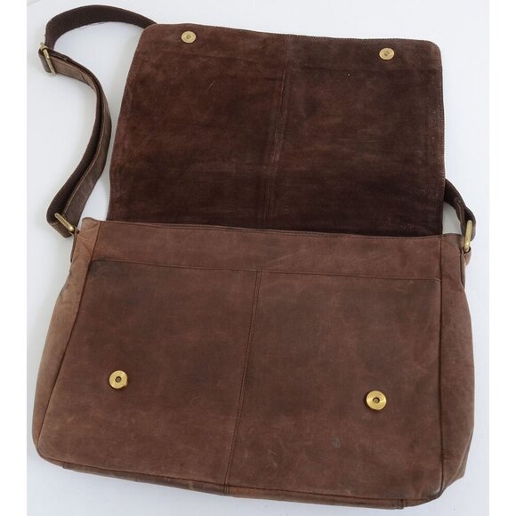 Estalon Brown Leather Messenger Crossbody Bag Briefcase Laptop Case - Picture 3 of 7